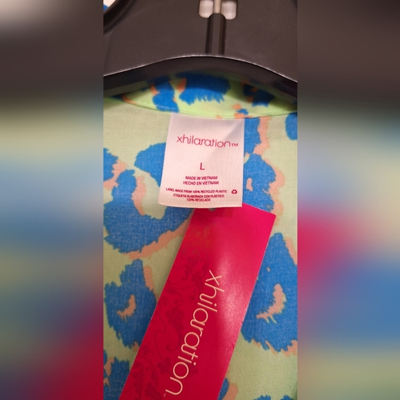 Xhilaration Summer Blouse – Green & Blue Leopard Print, Size L - Picture 5 of 10